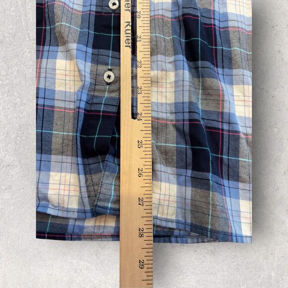 Talbots Women’s Large Plaid Button Front Shirt Blue Multi Casual Classic Top - Picture 6 of 8